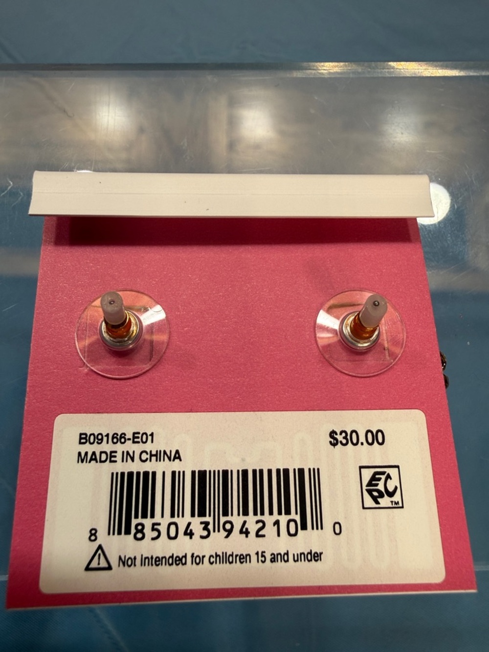 Betsey Johnson Teal Eye Crystal Stud Earrings - Picture 2 of 2